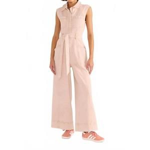 NEW MINKPINK dahlia denim panel jumpsuit in dusty pink